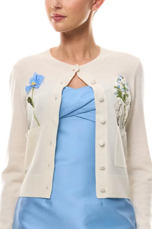 Floral Embroidered Cashmere Cardigan made by Monique Lhuillier
