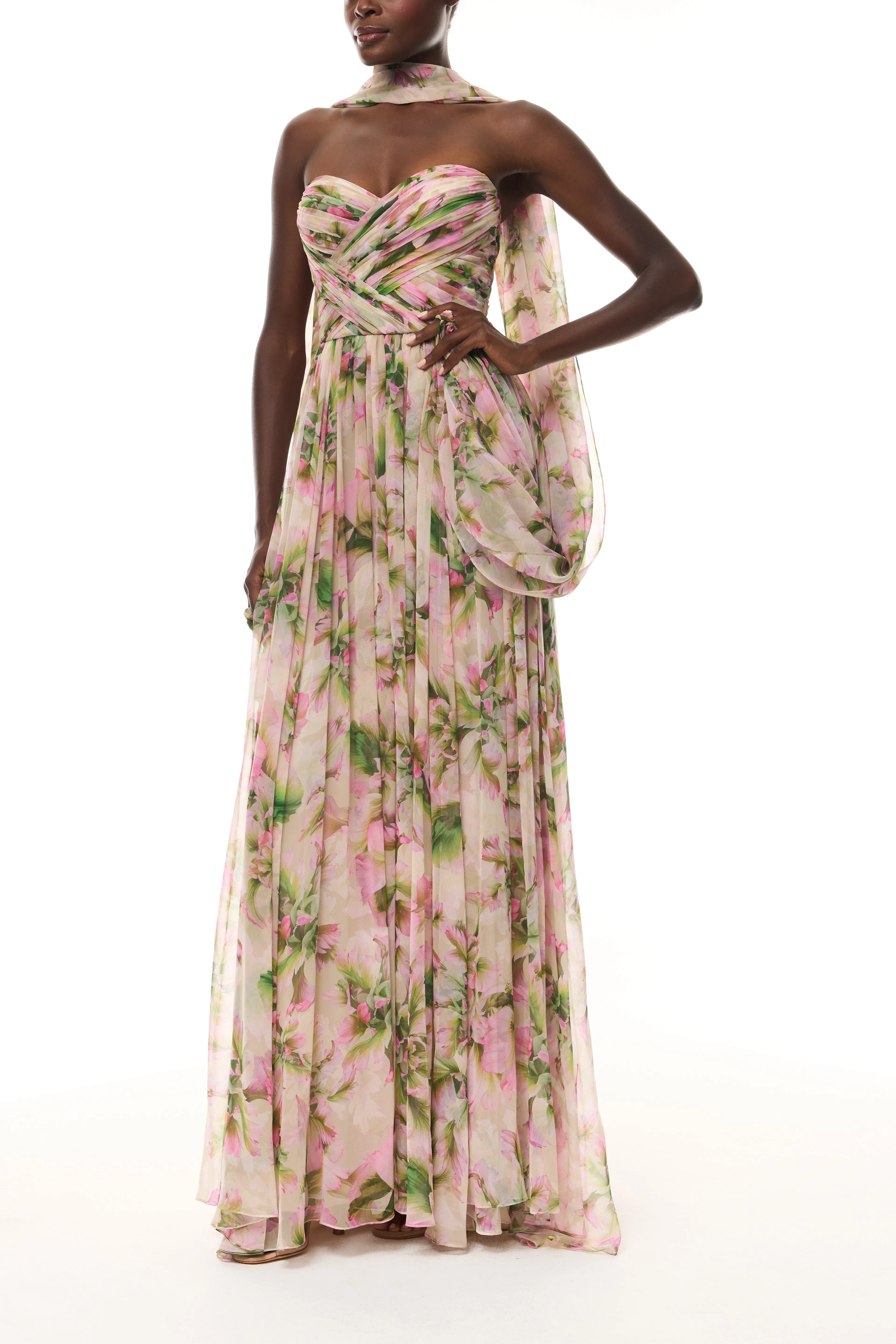 Tulip Chiffon Gown with Shawl sold by Monique Lhuillier product image thumbnail 4