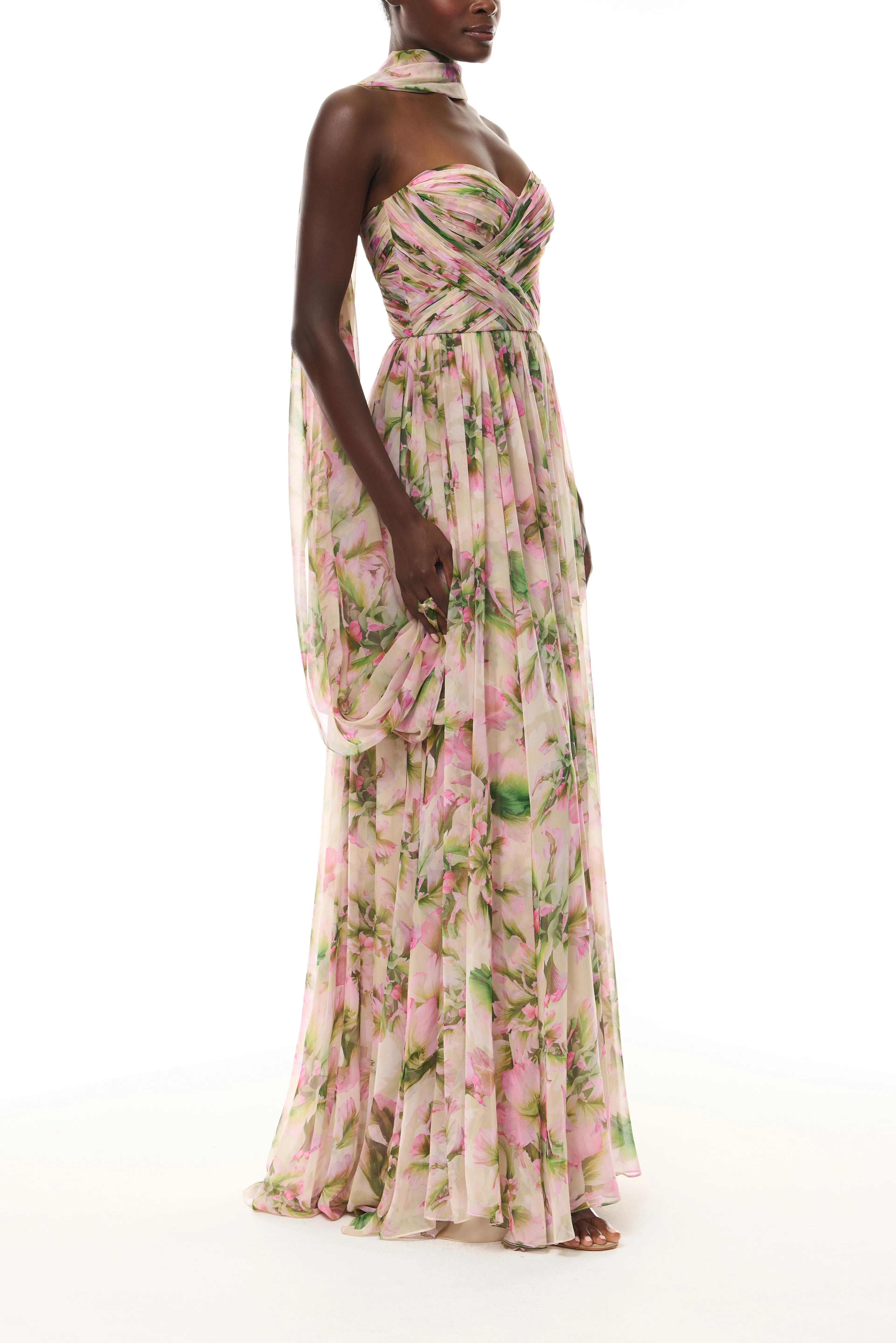 Tulip Chiffon Gown with Shawl sold by Monique Lhuillier product image thumbnail 5