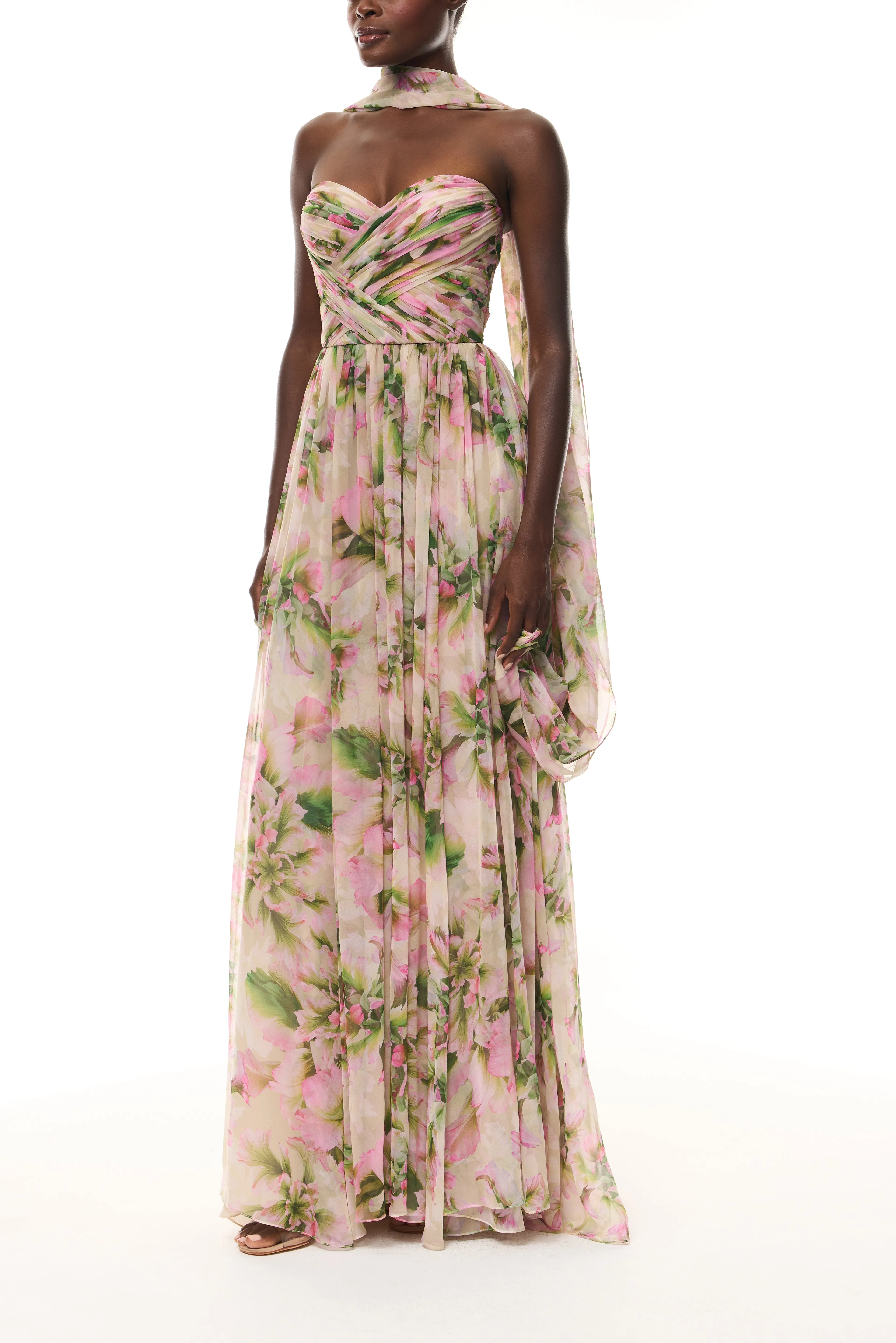 Tulip Chiffon Gown with Shawl sold by Monique Lhuillier product image thumbnail 3