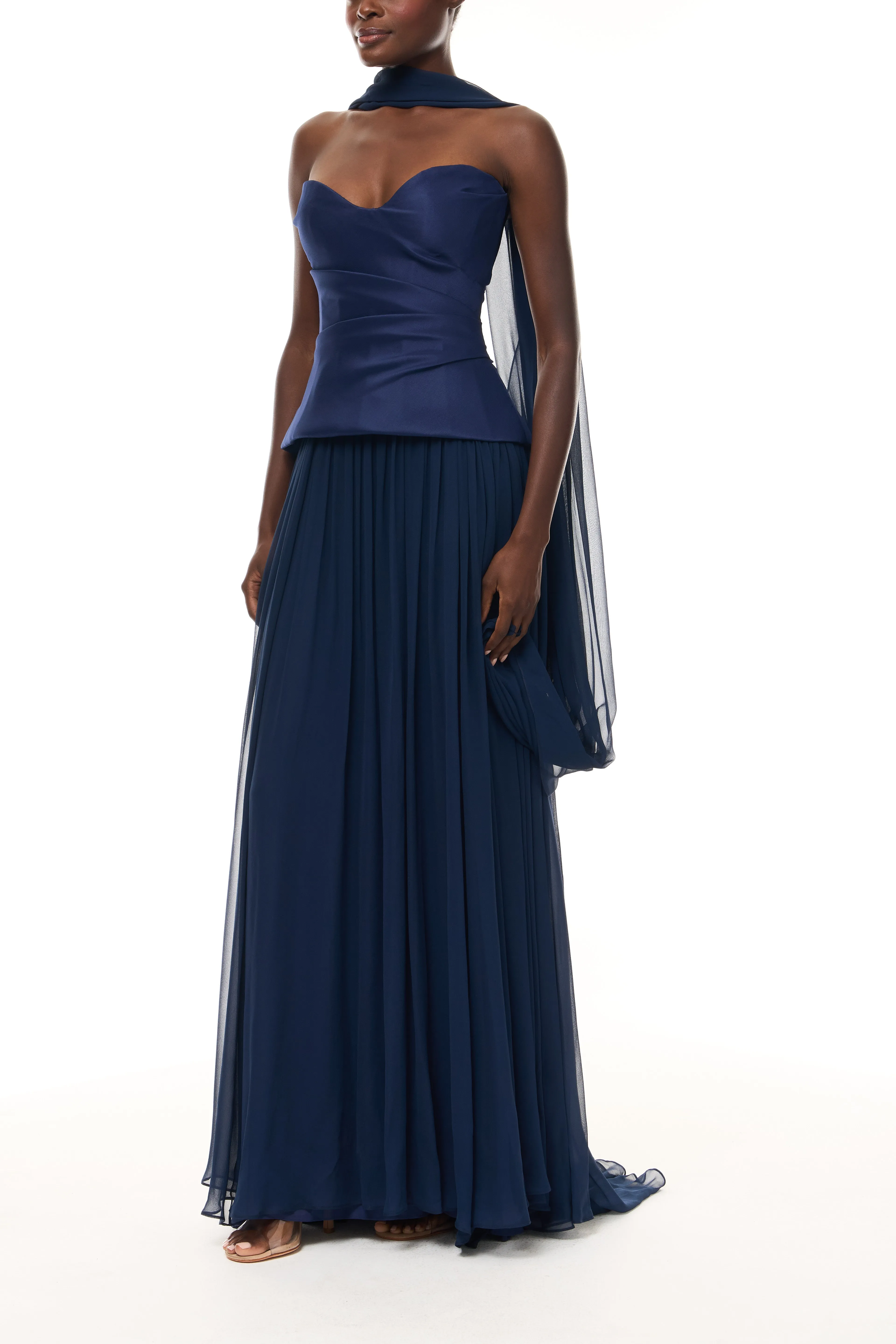 Drop Waist Corset Gown with Shawl sold by Monique Lhuillier product image thumbnail 3