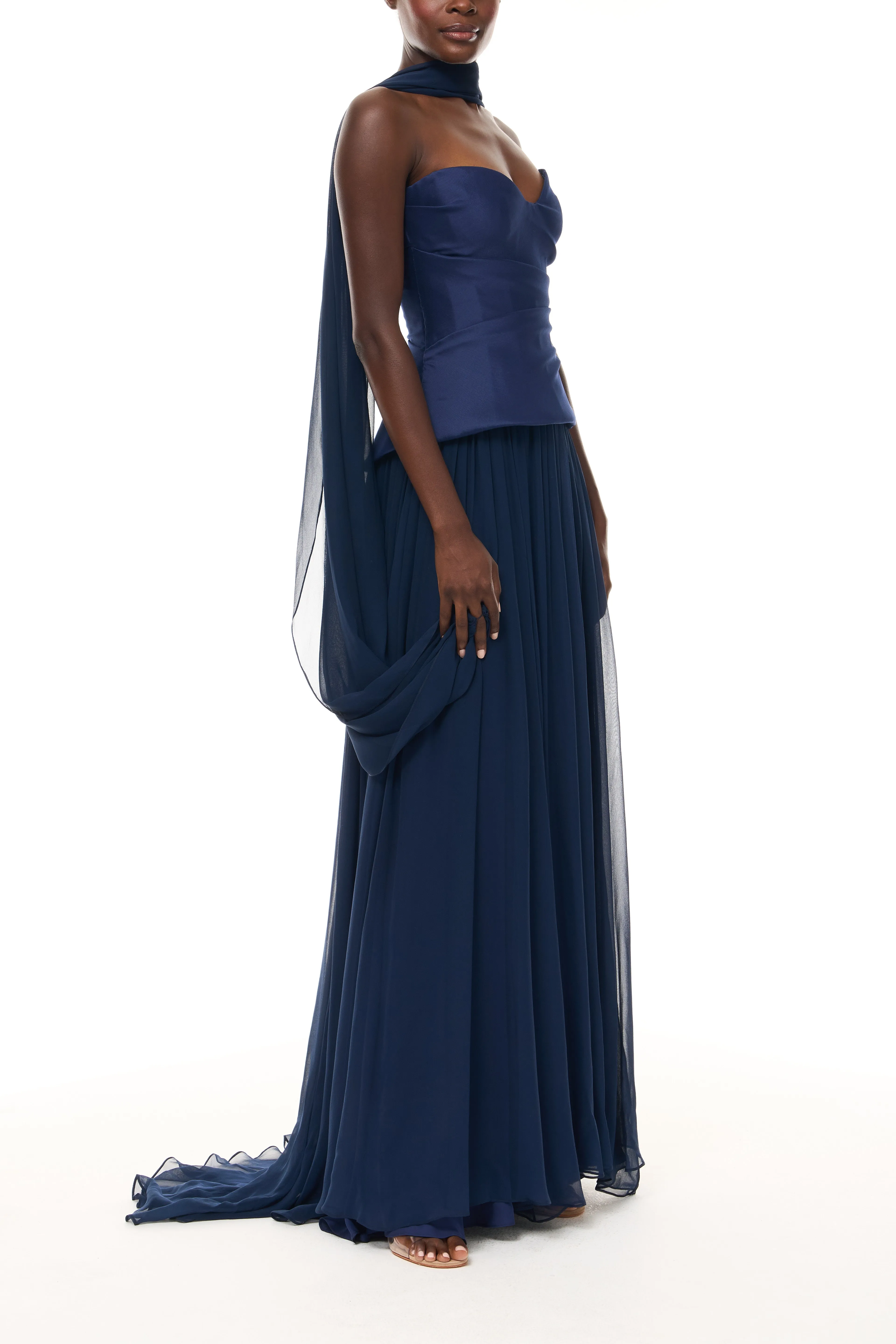 Drop Waist Corset Gown with Shawl sold by Monique Lhuillier product image thumbnail 4