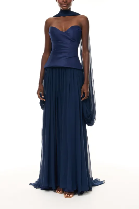 Drop Waist Corset Gown with Shawl made by Monique Lhuillier