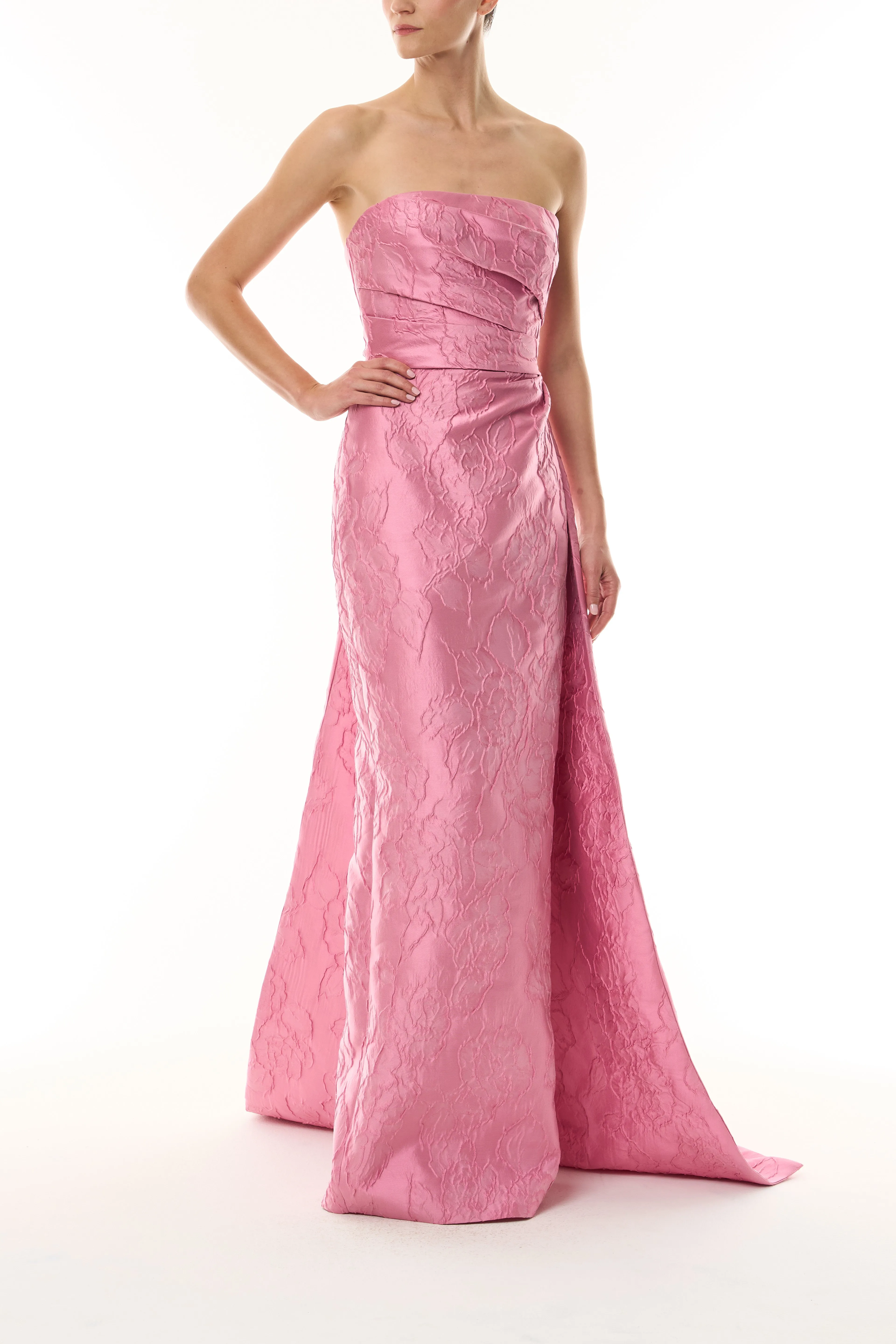 Floral Jacquard Gown with Train sold by Monique Lhuillier