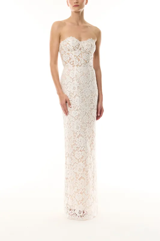Lace Strapless Column Gown made by Monique Lhuillier