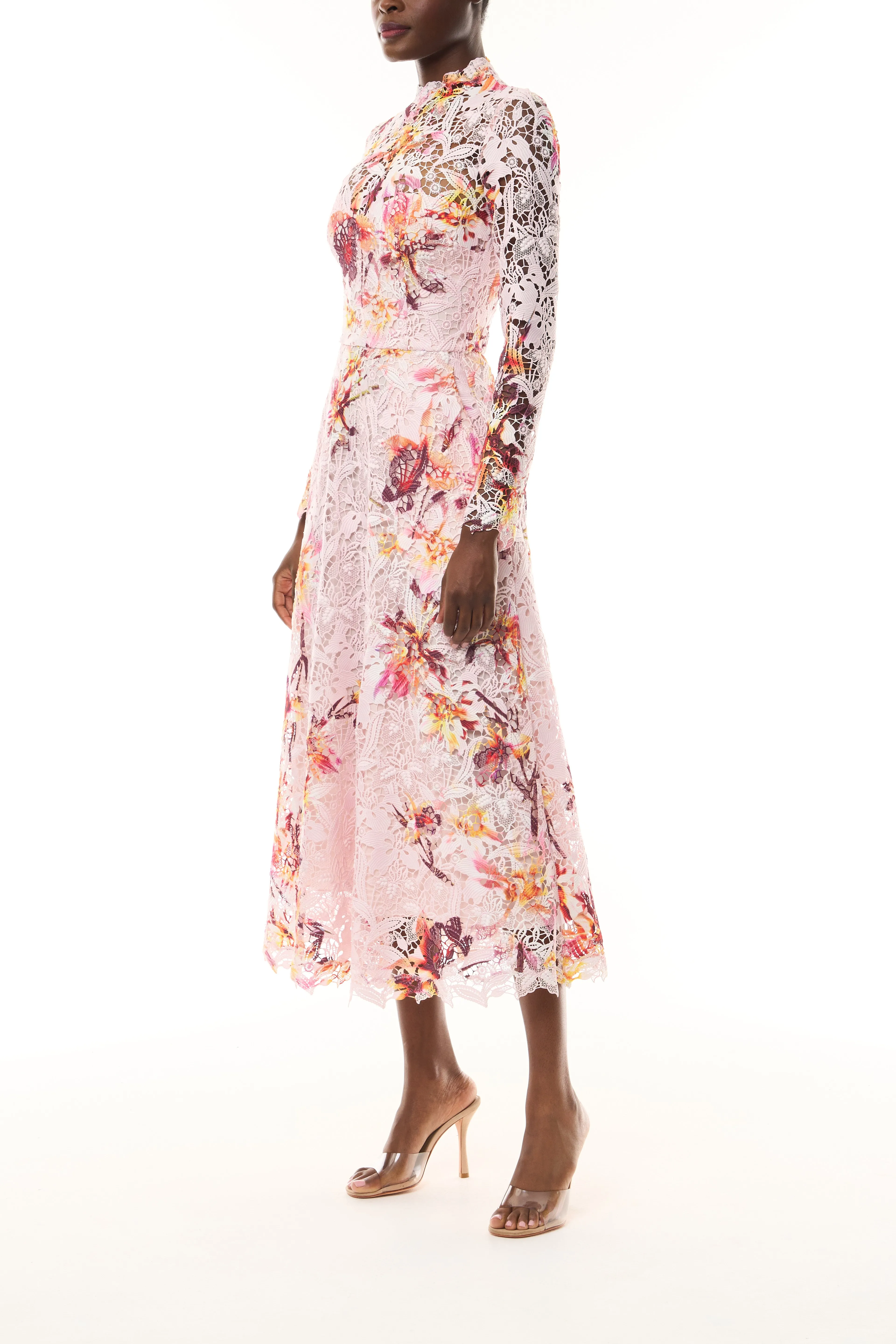 Lotus Lace Long Sleeve Dress sold by Monique Lhuillier product image thumbnail 3