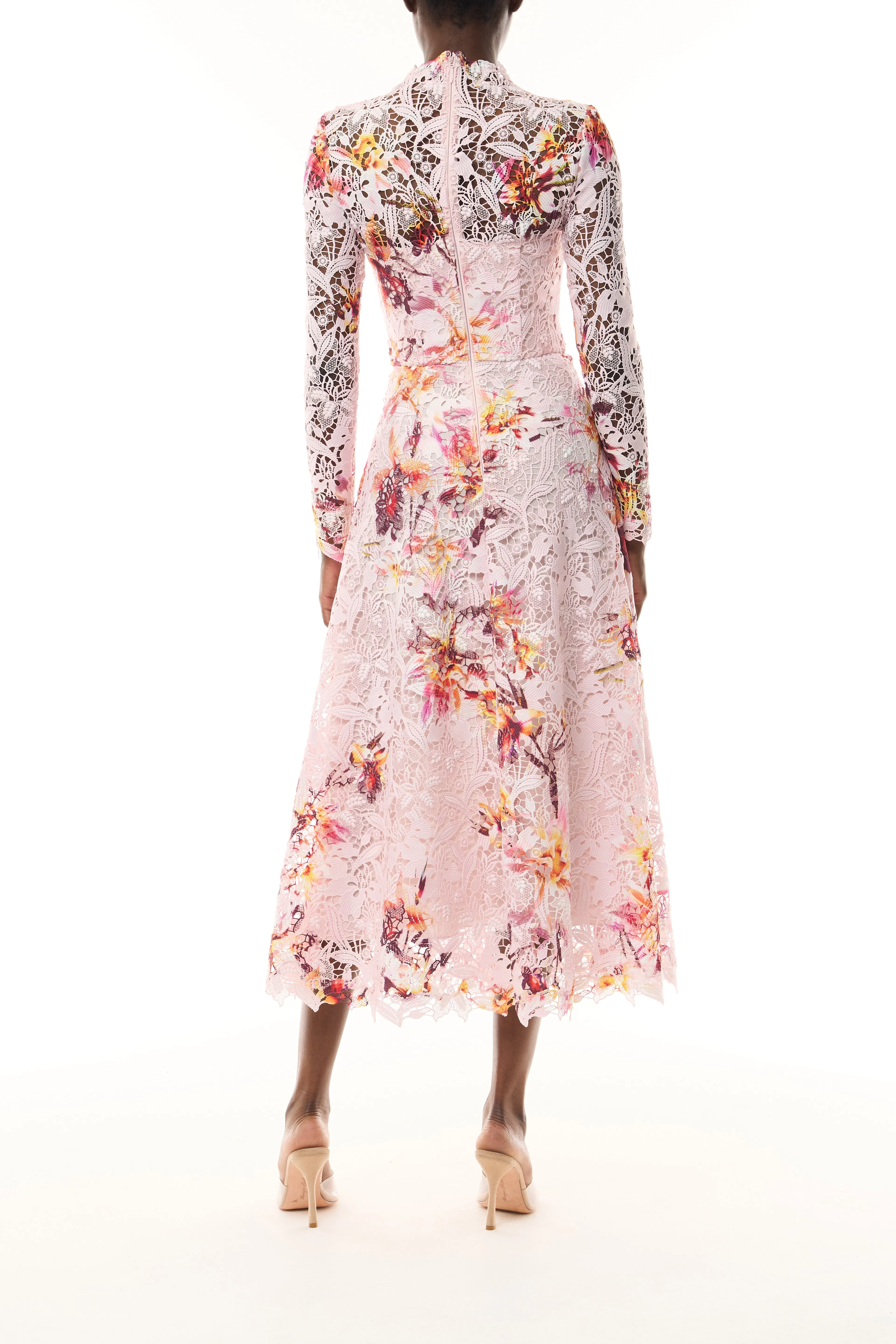 Lotus Lace Long Sleeve Dress sold by Monique Lhuillier product image thumbnail 4