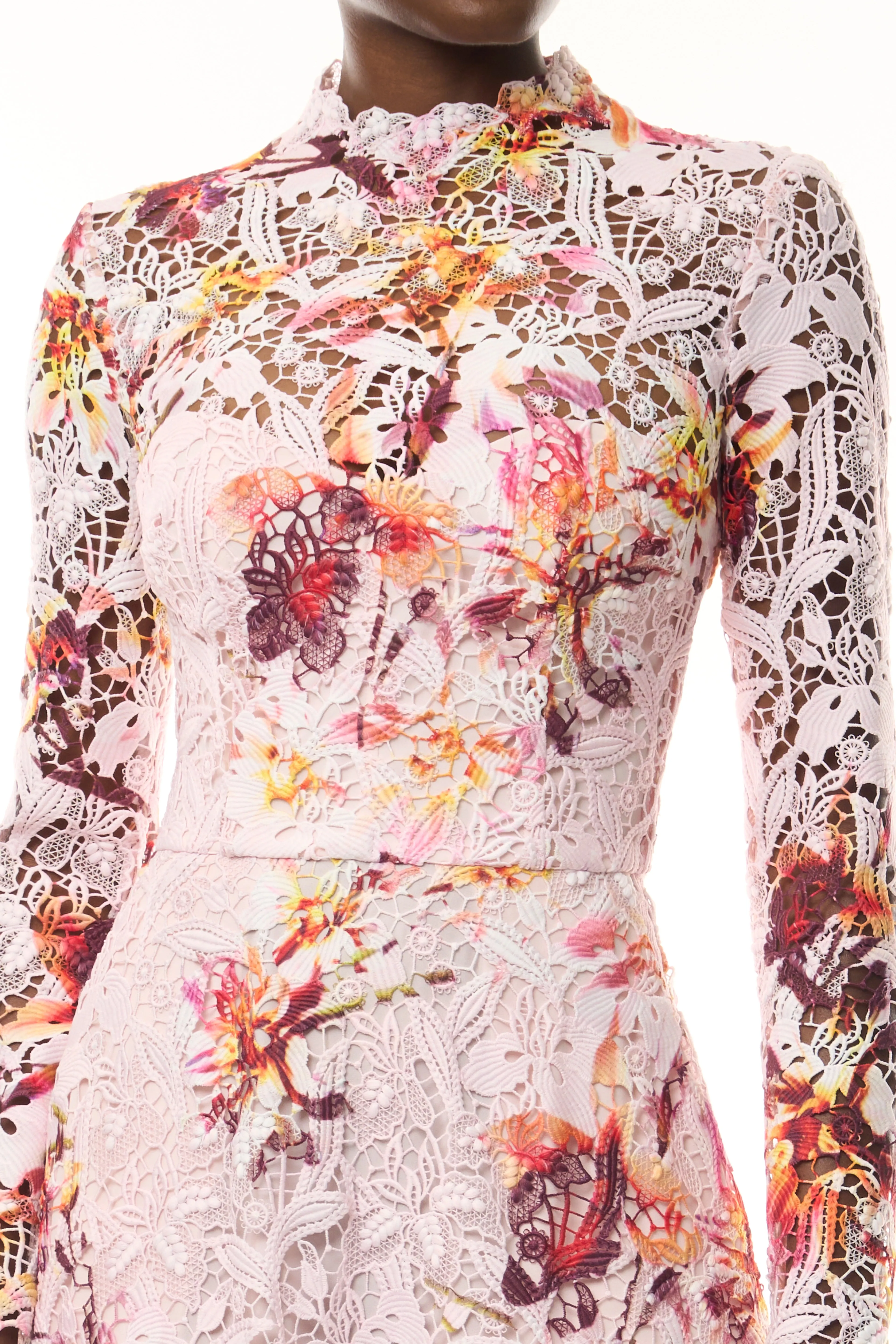 Lotus Lace Long Sleeve Dress sold by Monique Lhuillier product image thumbnail 2