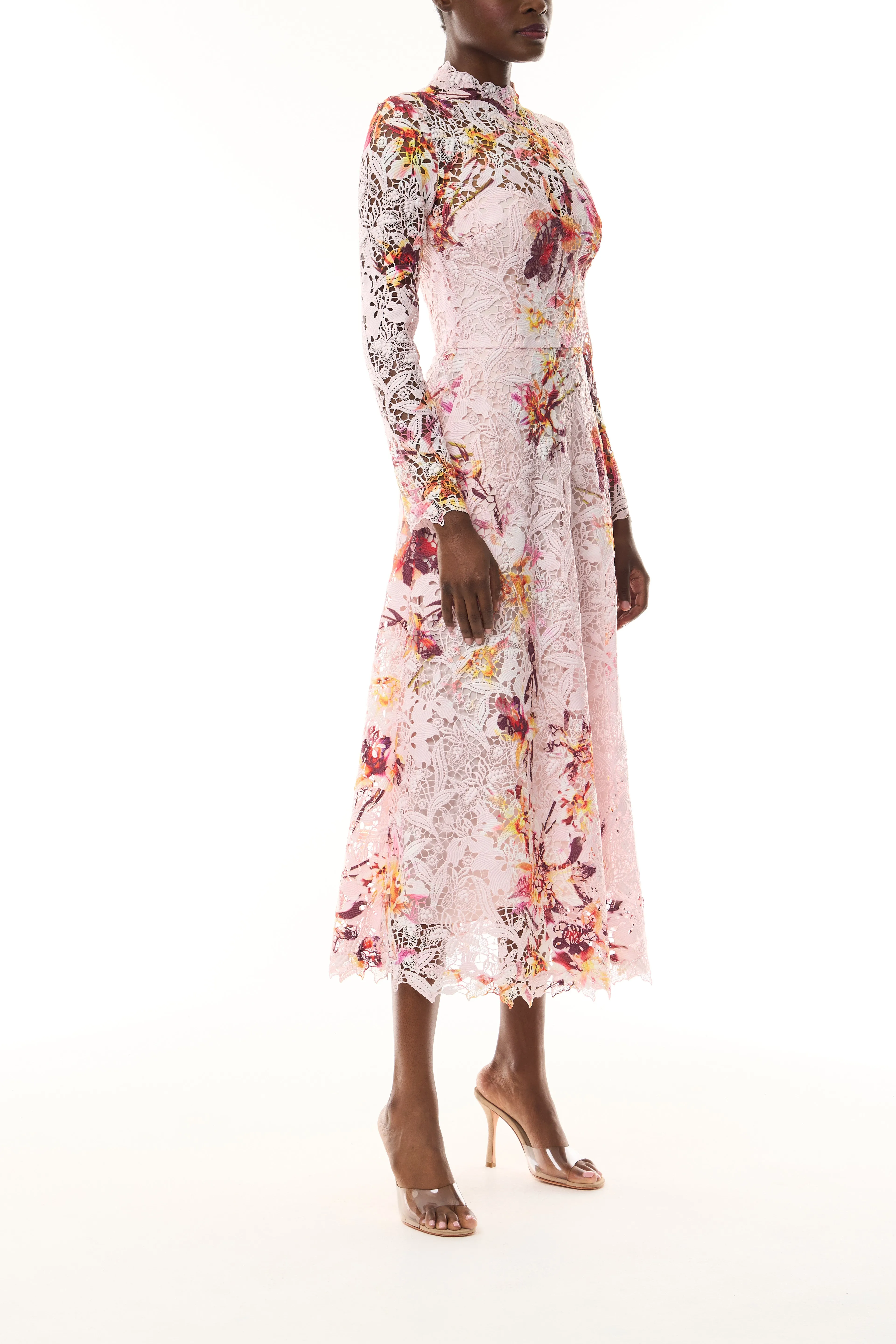 Lotus Lace Long Sleeve Dress sold by Monique Lhuillier product image thumbnail 5