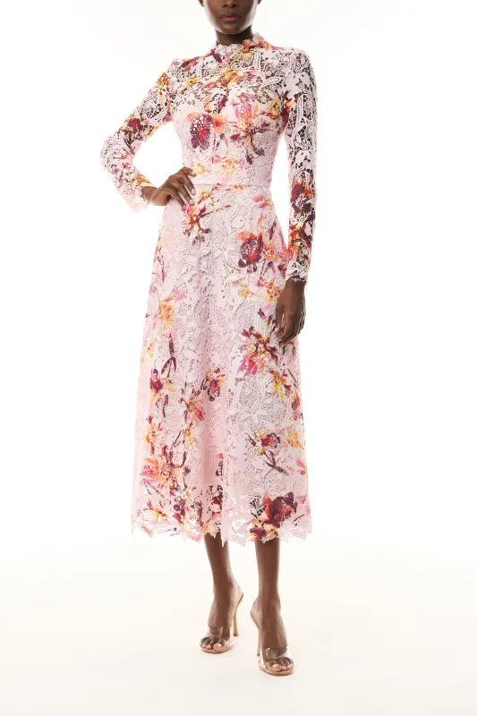 Lotus Lace Long Sleeve Dress made by Monique Lhuillier