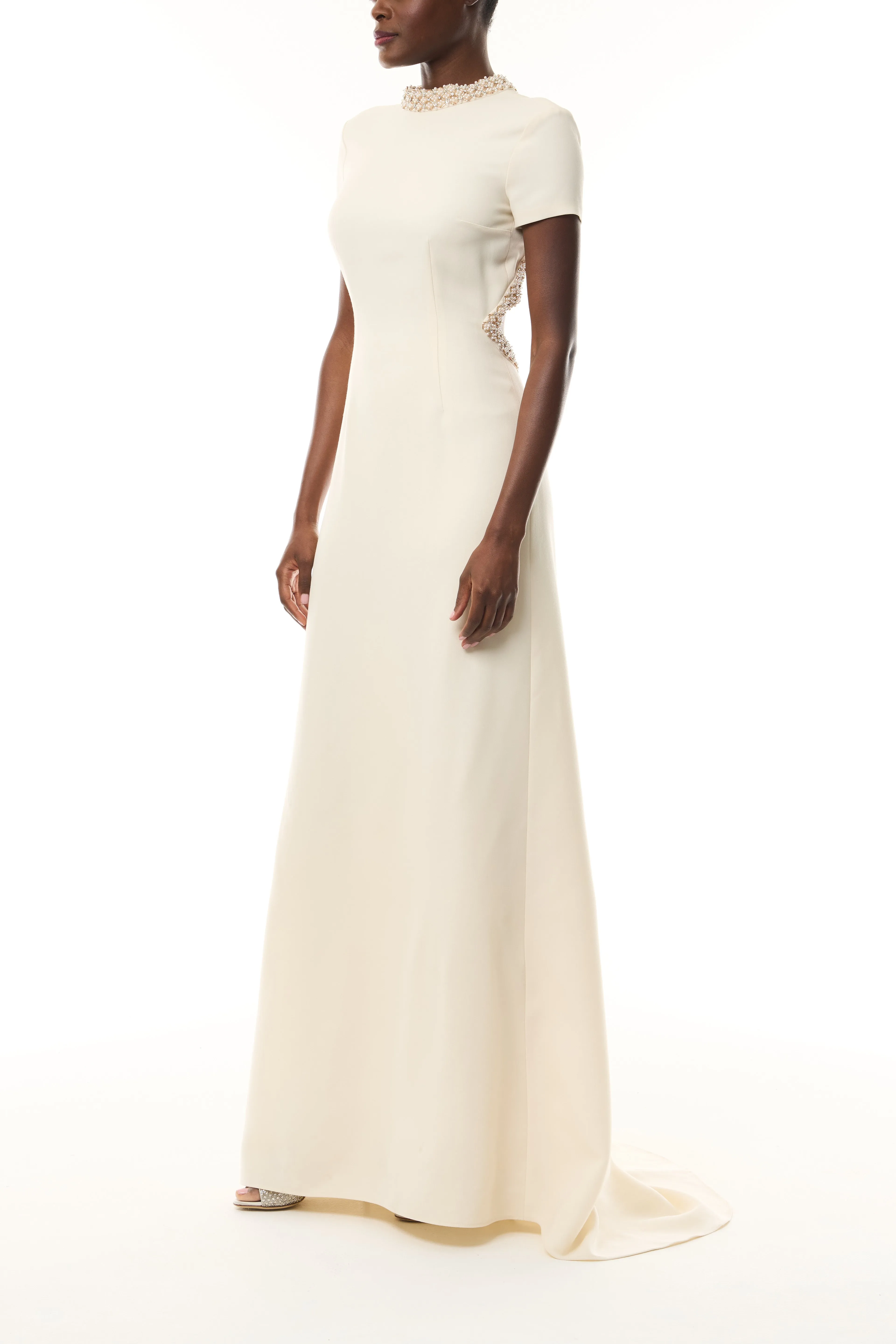 Pearl Trimmed Open Back Gown sold by Monique Lhuillier product image thumbnail 4