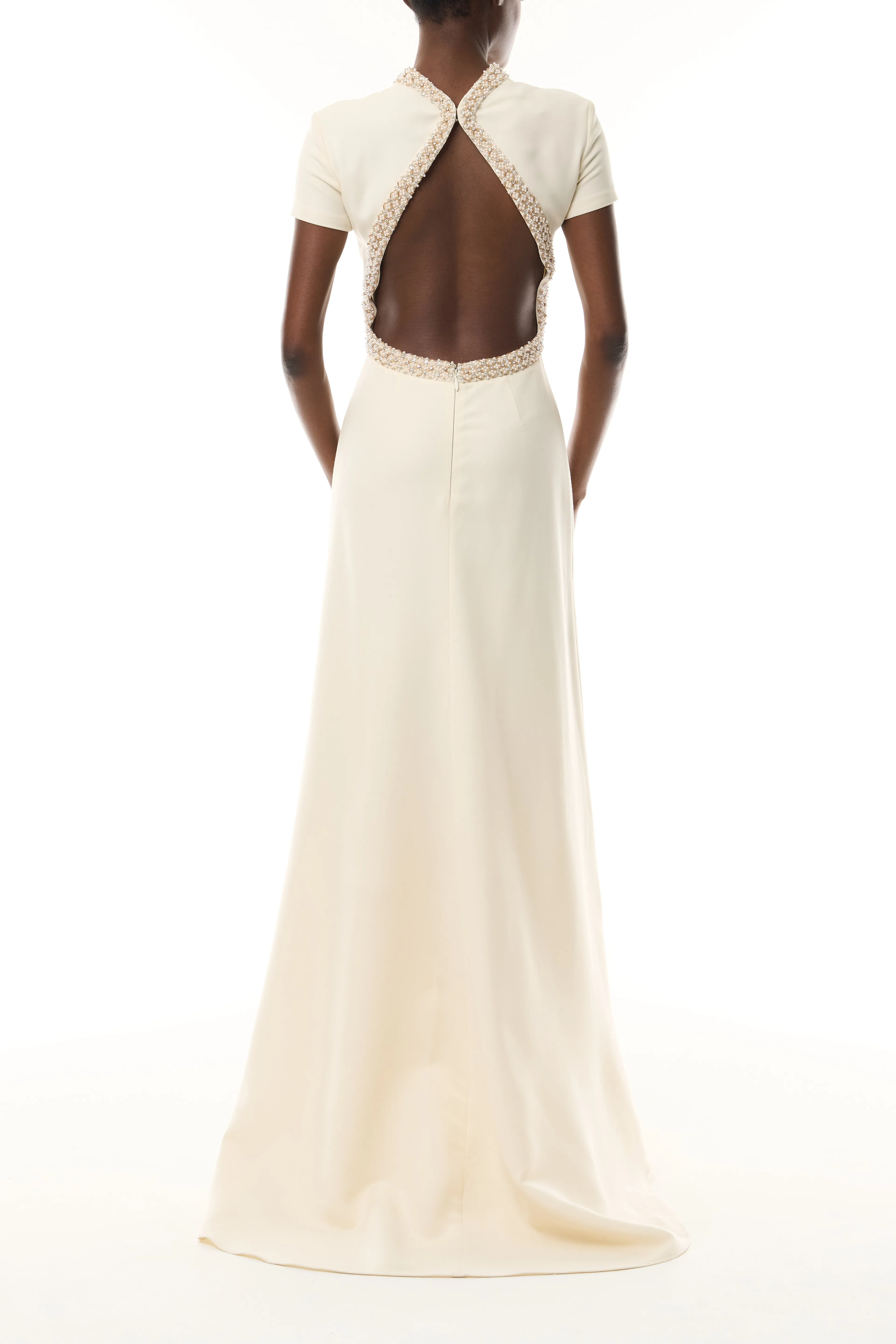 Pearl Trimmed Open Back Gown sold by Monique Lhuillier product image thumbnail 3