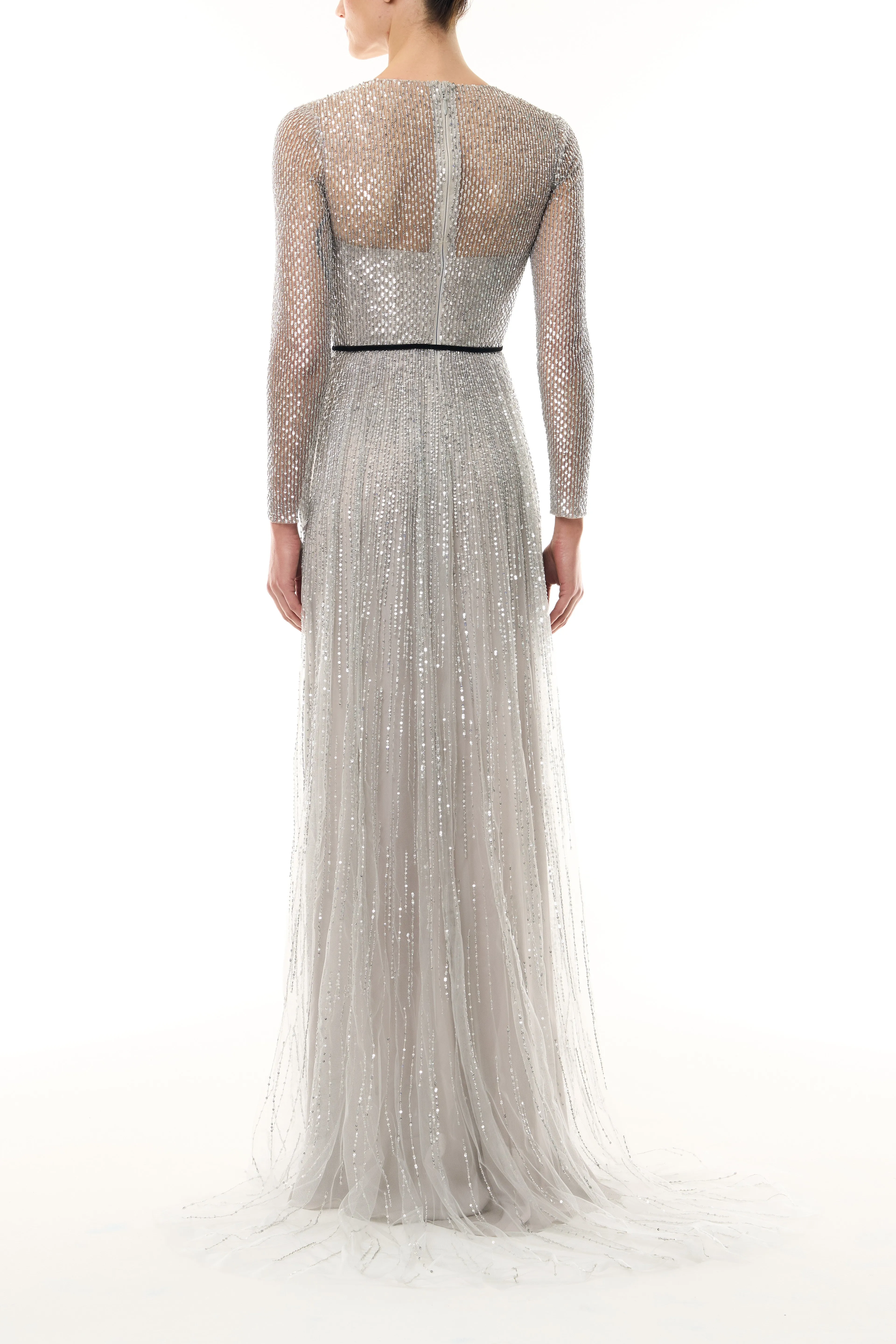Long Sleeve Embroidered Gown sold by Monique Lhuillier product image thumbnail 4