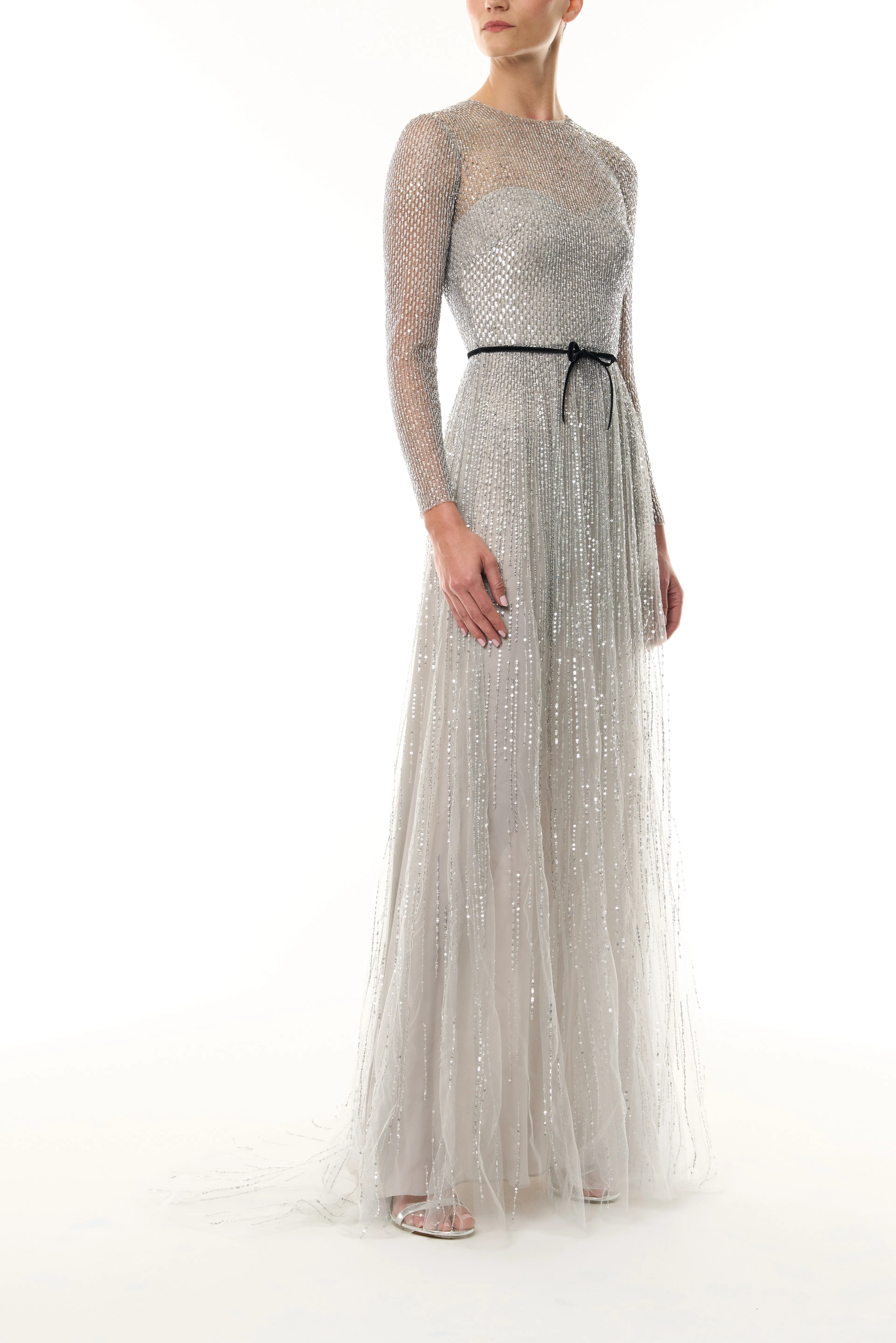 Long Sleeve Embroidered Gown sold by Monique Lhuillier product image thumbnail 3