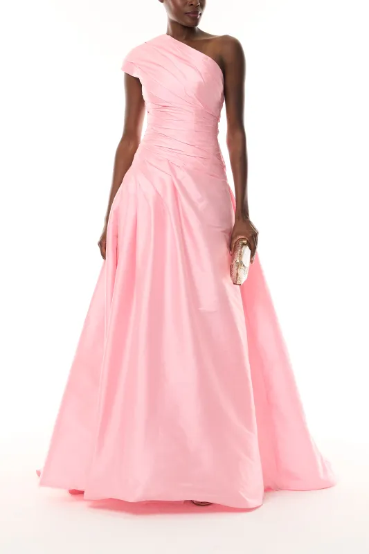 One Shoulder Draped Ball Gown made by Monique Lhuillier