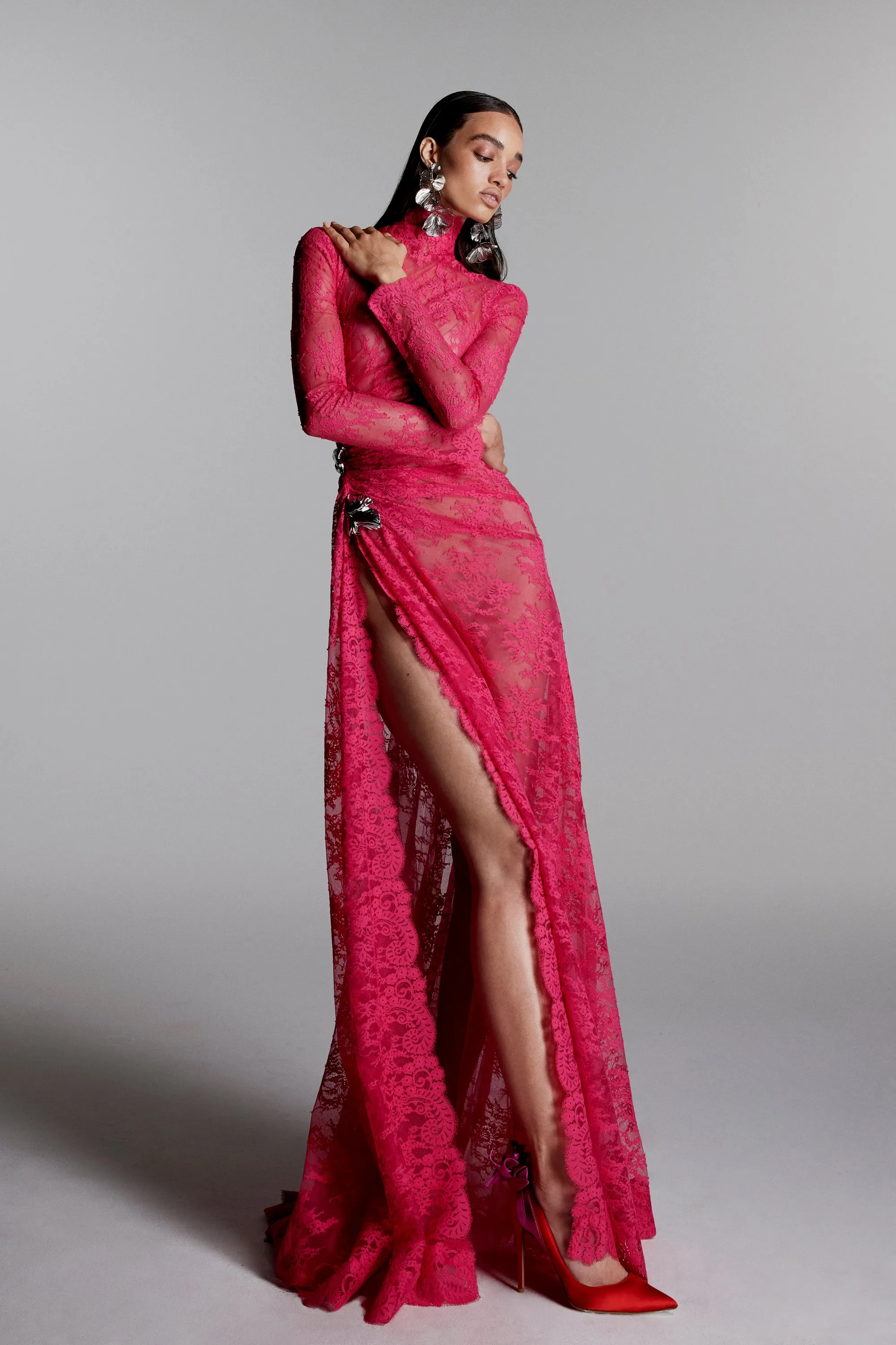 Chantilly Lace Long Sleeve Gown sold by Monique Lhuillier product image thumbnail 2