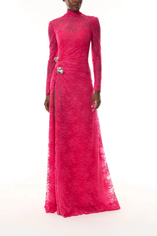 Chantilly Lace Long Sleeve Gown made by Monique Lhuillier