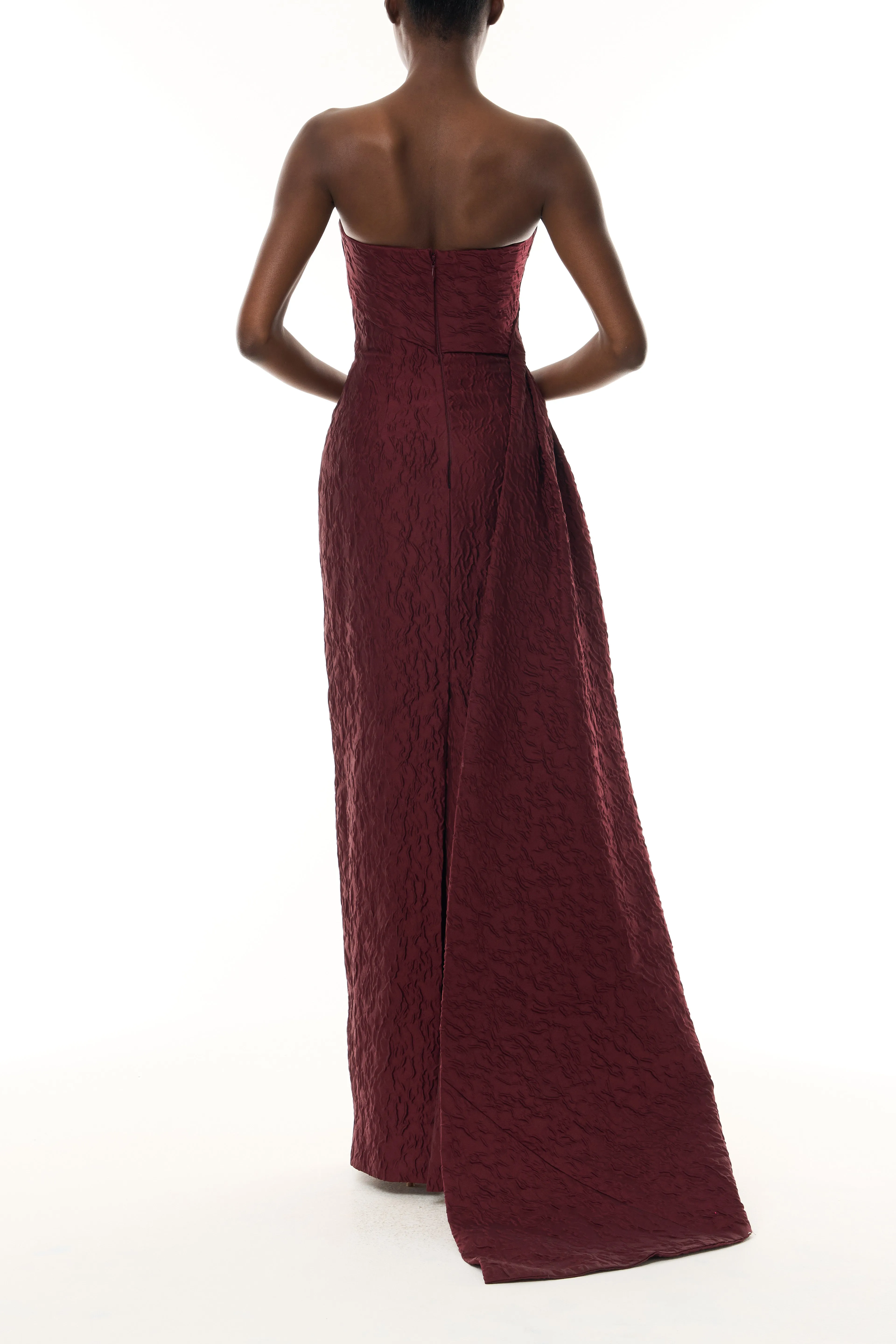 Draped Jacquard Column Gown sold by Monique Lhuillier product image thumbnail 4