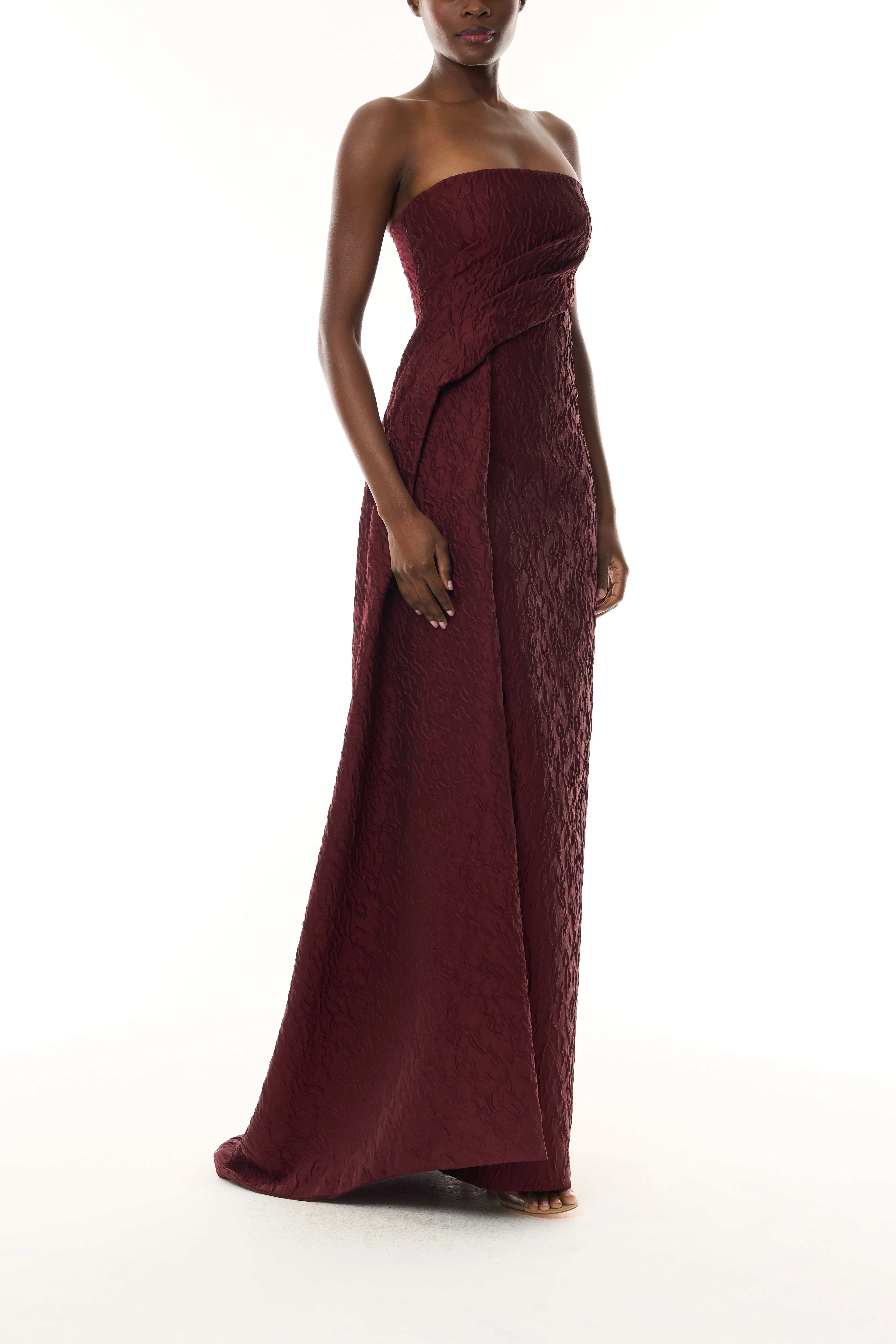 Draped Jacquard Column Gown sold by Monique Lhuillier product image thumbnail 5