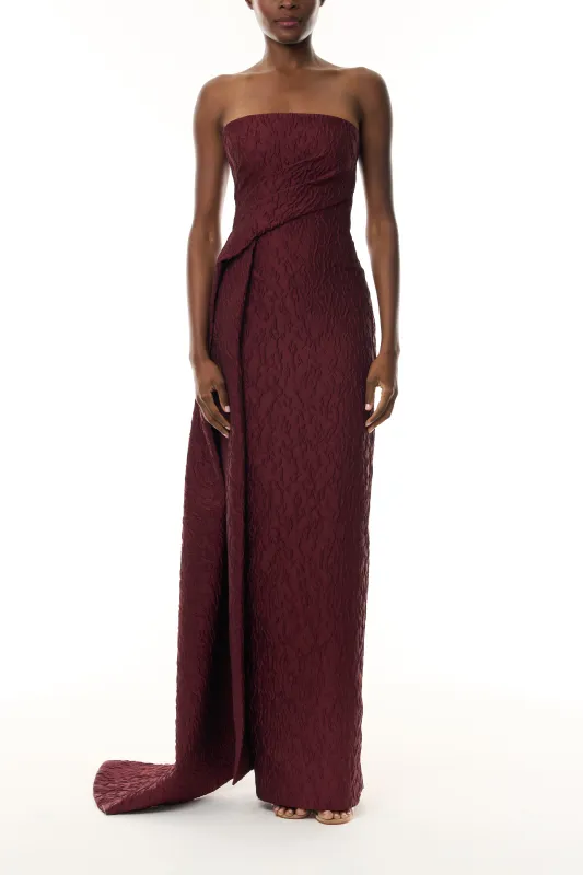 Draped Jacquard Column Gown made by Monique Lhuillier