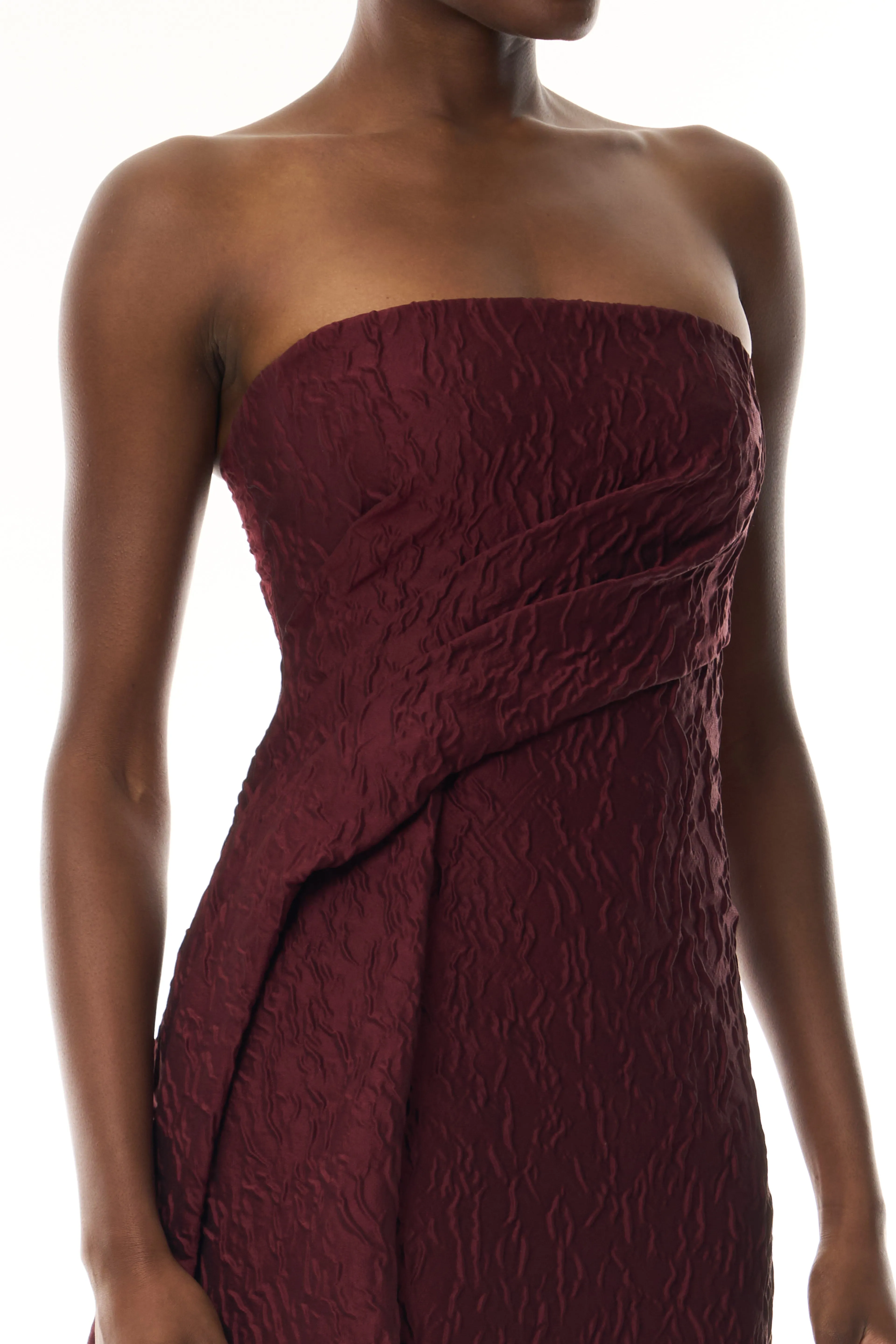 Draped Jacquard Column Gown sold by Monique Lhuillier product image thumbnail 2