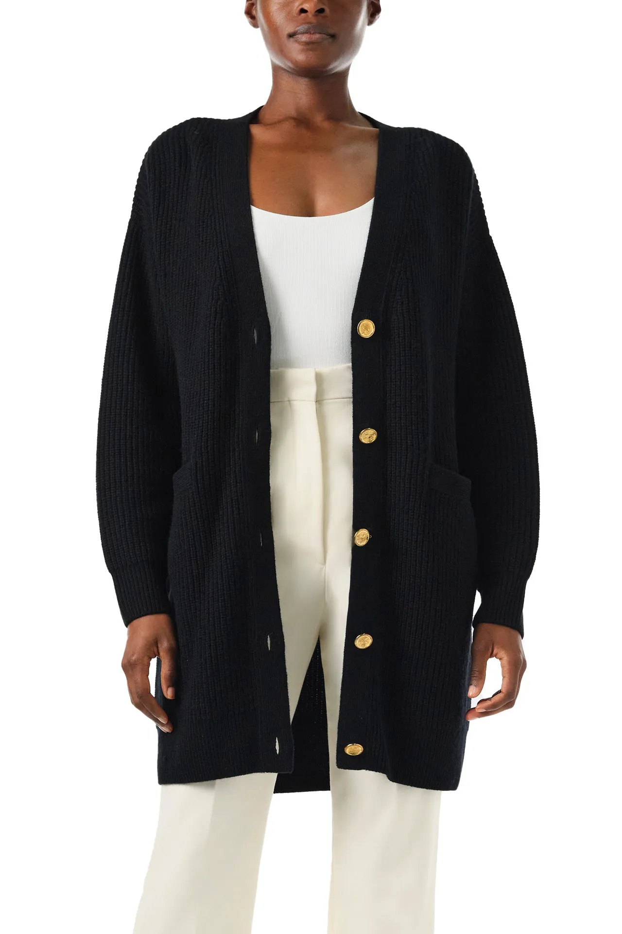 Chunky Long Cashmere Cardigan sold by Monique Lhuillier