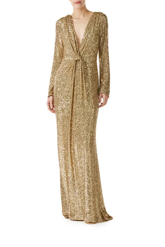 Deep V-Neck Sequin Gown sold by Monique Lhuillier
