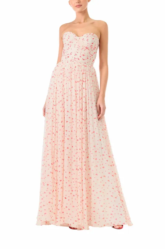 Heart Print Chiffon Gown sold by Monique Lhuillier