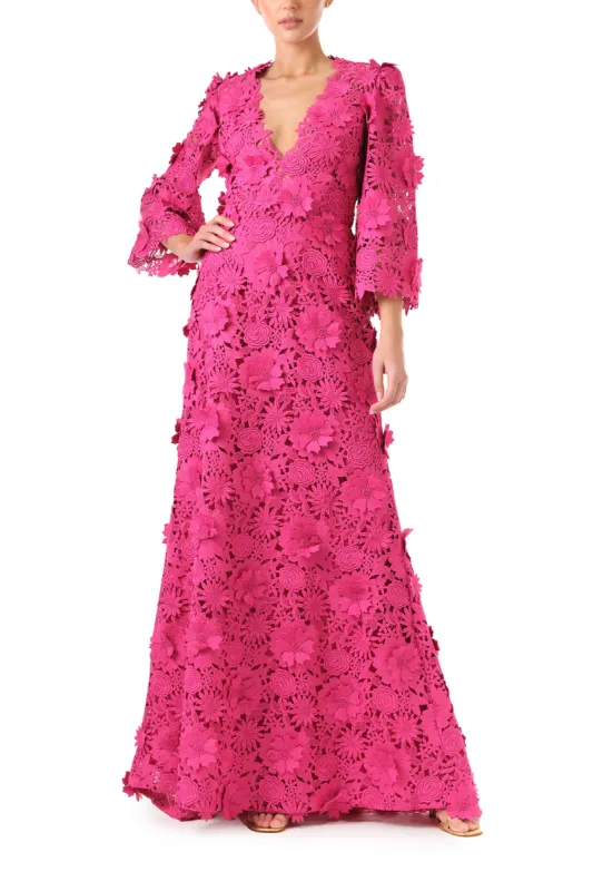 Bell Sleeve Lace Gown sold by Monique Lhuillier