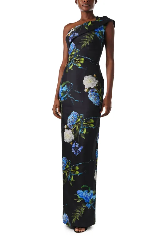 One Shoulder Floral Column Gown sold by Monique Lhuillier