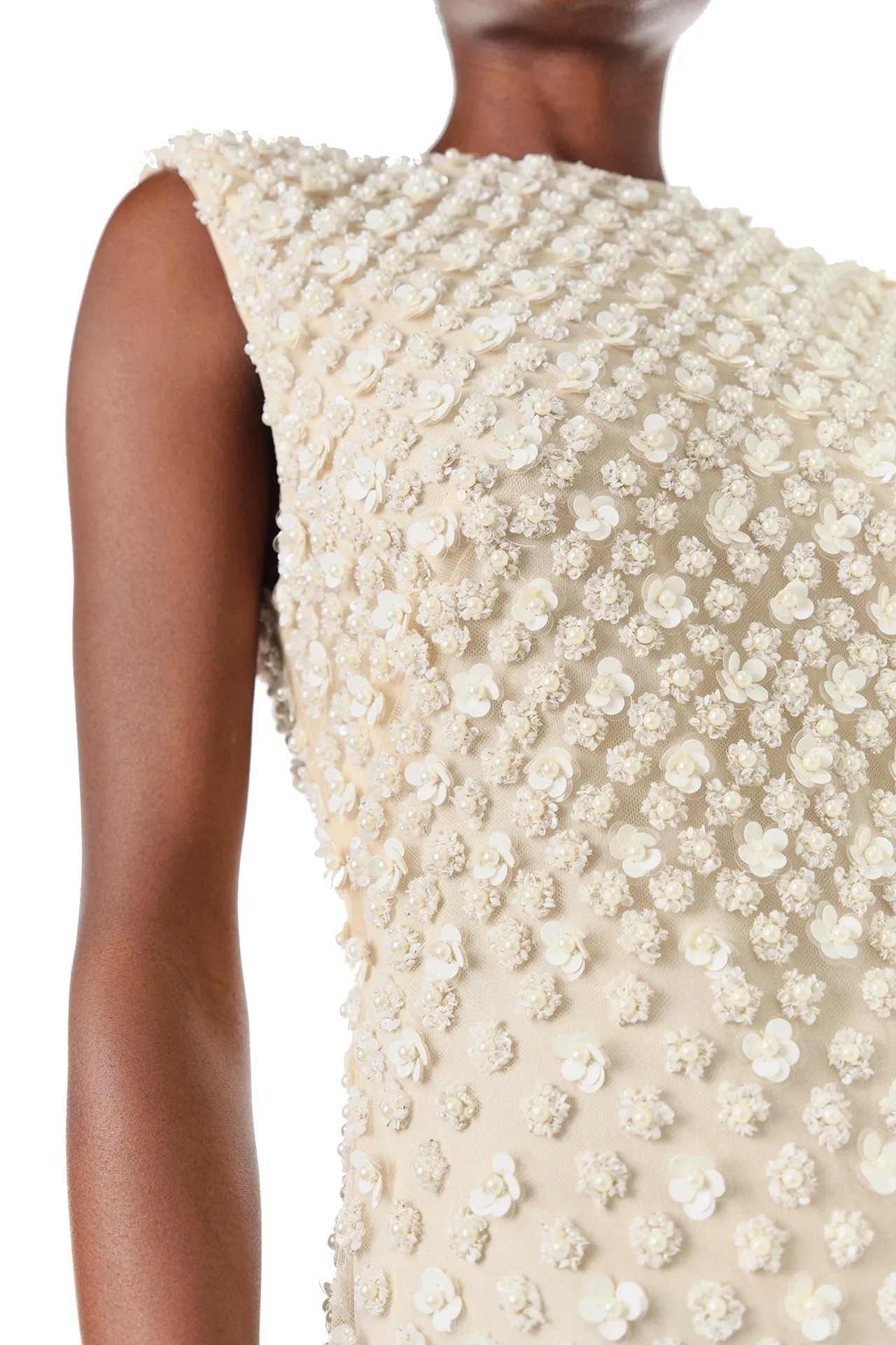 Sleeveless Pearl Embroidered Sheath sold by Monique Lhuillier product image thumbnail 2