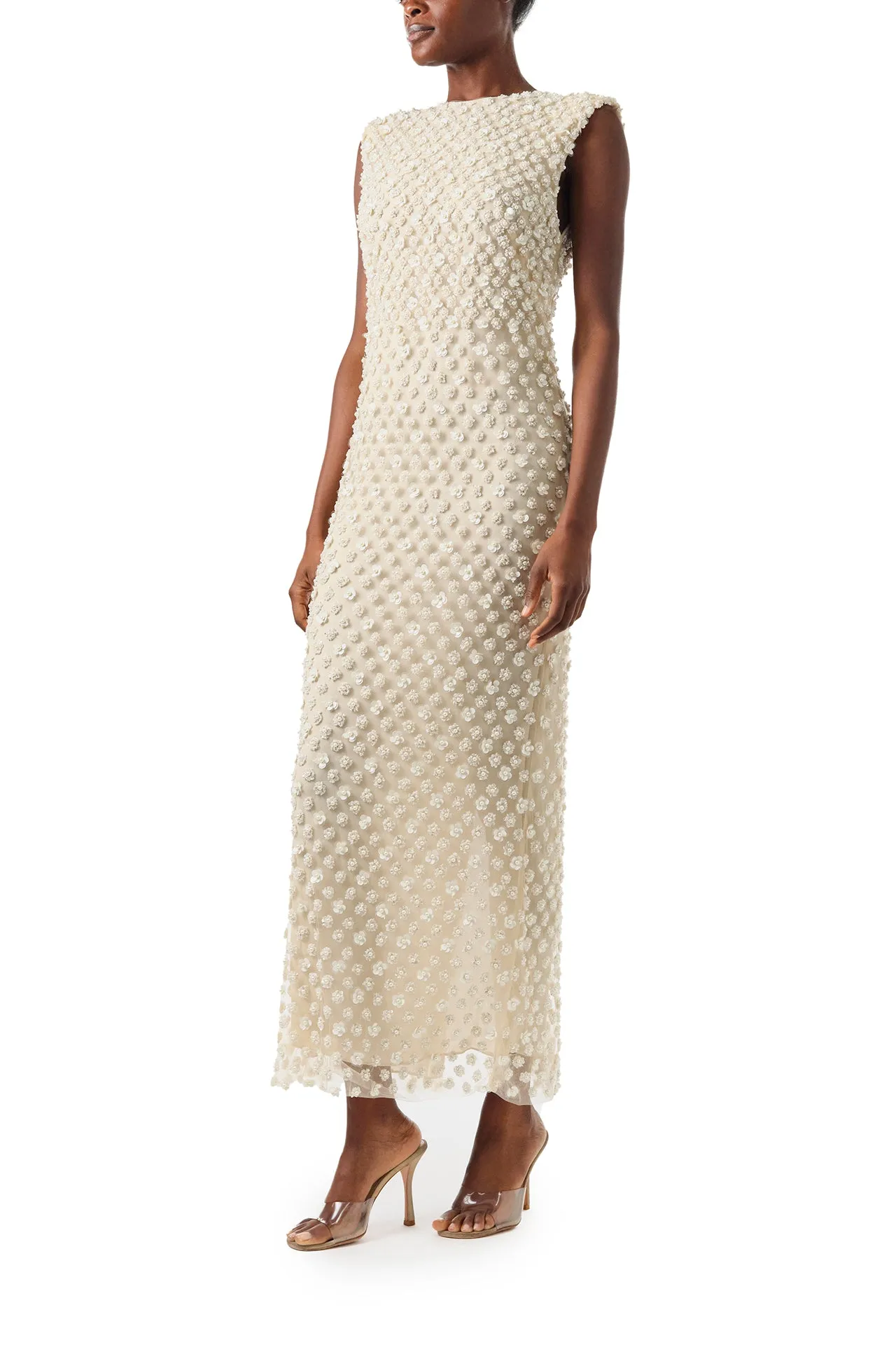 Sleeveless Pearl Embroidered Sheath sold by Monique Lhuillier product image thumbnail 3