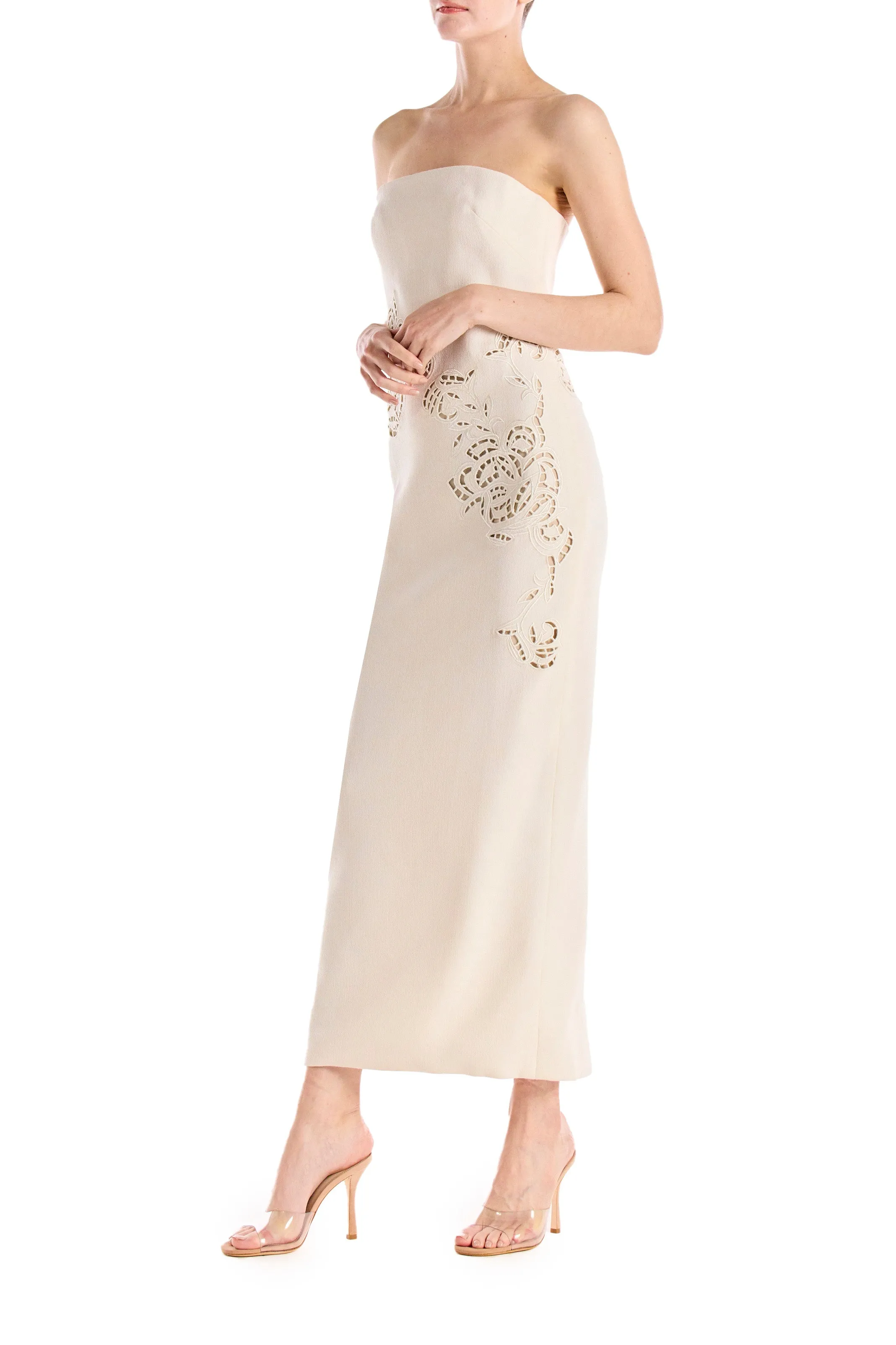 Strapless Embroidered Wool Dress sold by Monique Lhuillier product image thumbnail 3