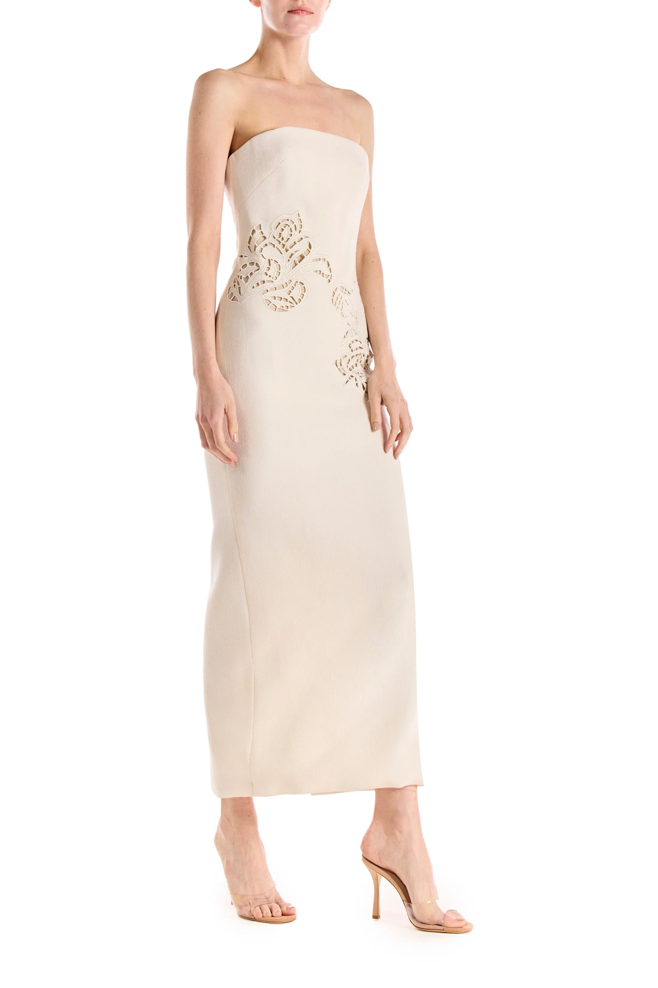 Strapless Embroidered Wool Dress sold by Monique Lhuillier product image thumbnail 4