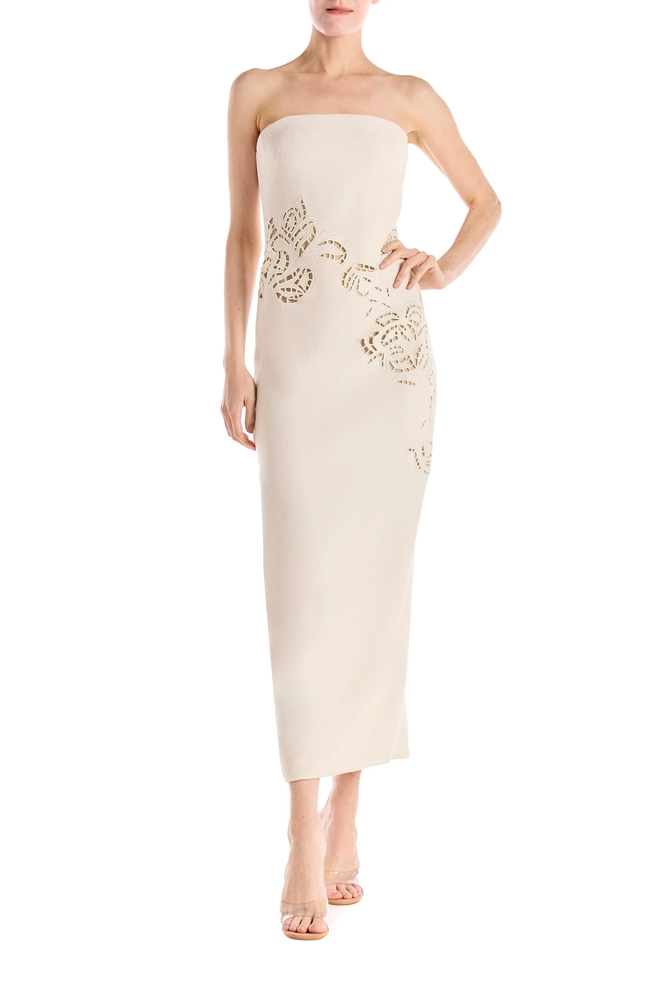 Strapless Embroidered Wool Dress sold by Monique Lhuillier