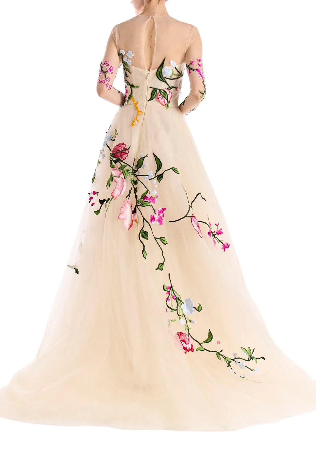 Embroidered Tulle Long Sleeve Gown sold by Monique Lhuillier product image thumbnail 5