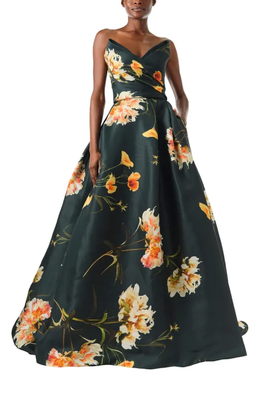 Strapless Draped Floral Ball Gown sold by Monique Lhuillier