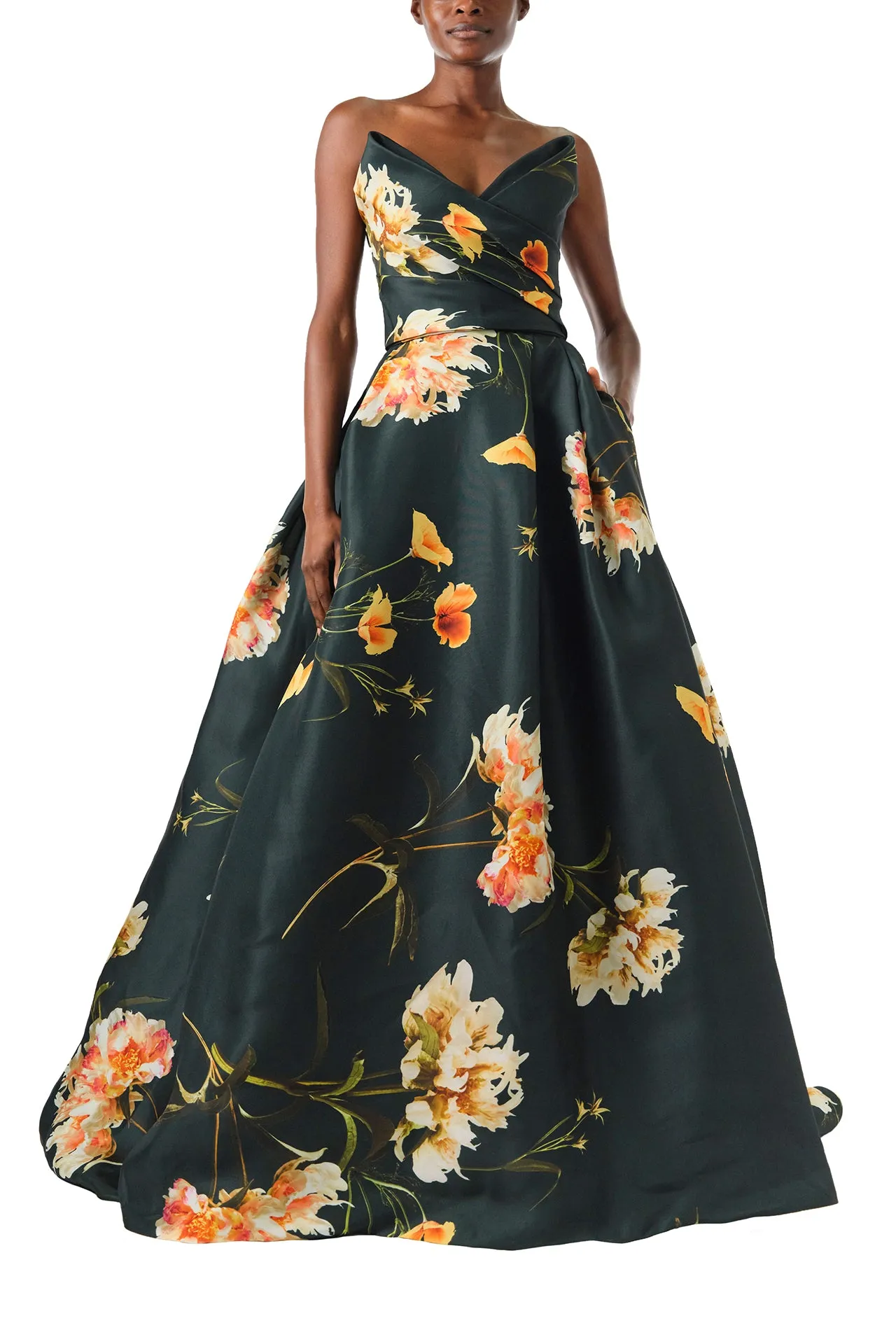 Strapless Draped Floral Ball Gown sold by Monique Lhuillier