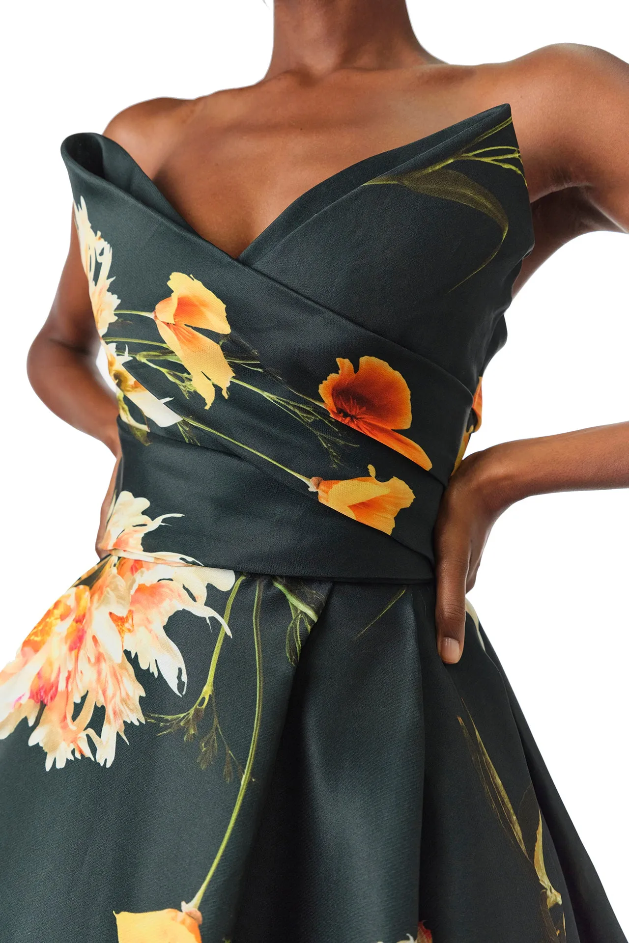 Strapless Draped Floral Ball Gown sold by Monique Lhuillier product image thumbnail 2