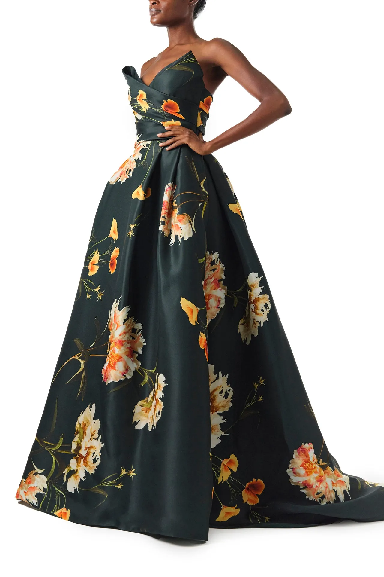 Strapless Draped Floral Ball Gown sold by Monique Lhuillier product image thumbnail 3