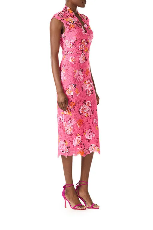 V-Neck Printed Lace Midi Dress sold by Monique Lhuillier product image thumbnail 5