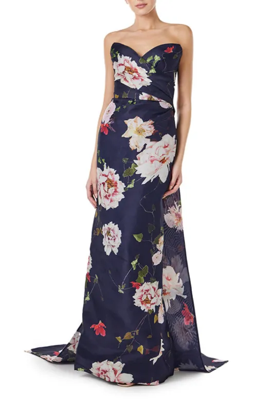 Strapless Floral Gazar Gown with Train sold by Monique Lhuillier