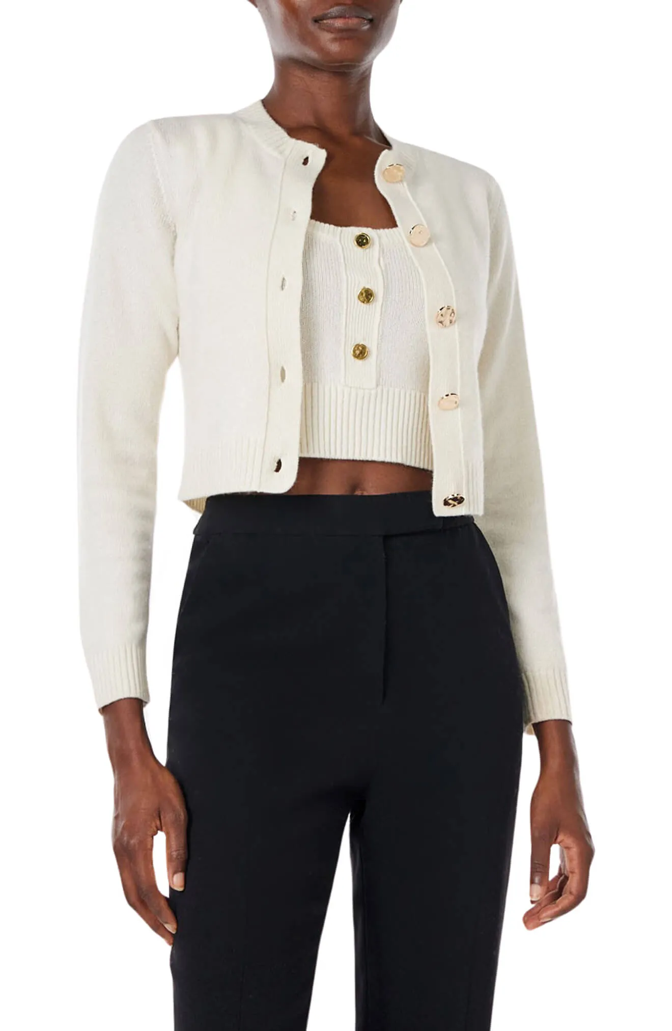 Cropped Long Sleeve Cardigan sold by Monique Lhuillier product image thumbnail 5