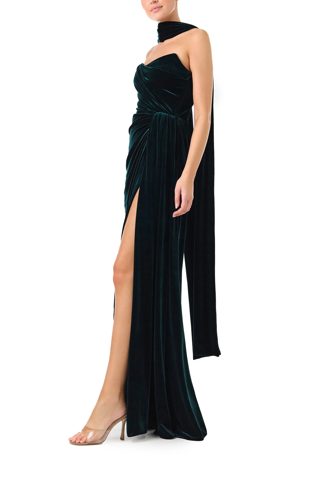 Strapless Velour Gown With Scarf sold by Monique Lhuillier product image thumbnail 3