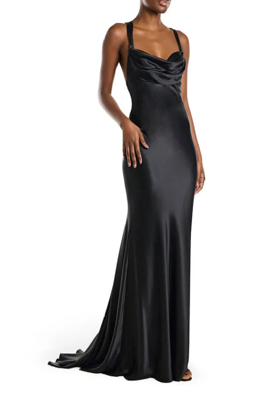Cowl Neck Sleeveless Satin Gown made by Monique Lhuillier