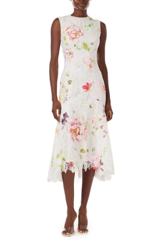 Floral Printed Lace Midi Dress sold by Monique Lhuillier