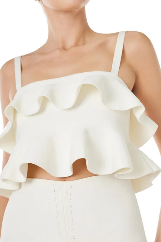Cropped Ruffle Knit Top sold by Monique Lhuillier