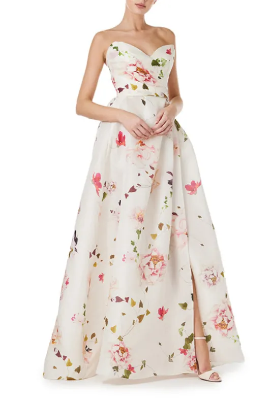 Floral Gazar Strapless Gown sold by Monique Lhuillier