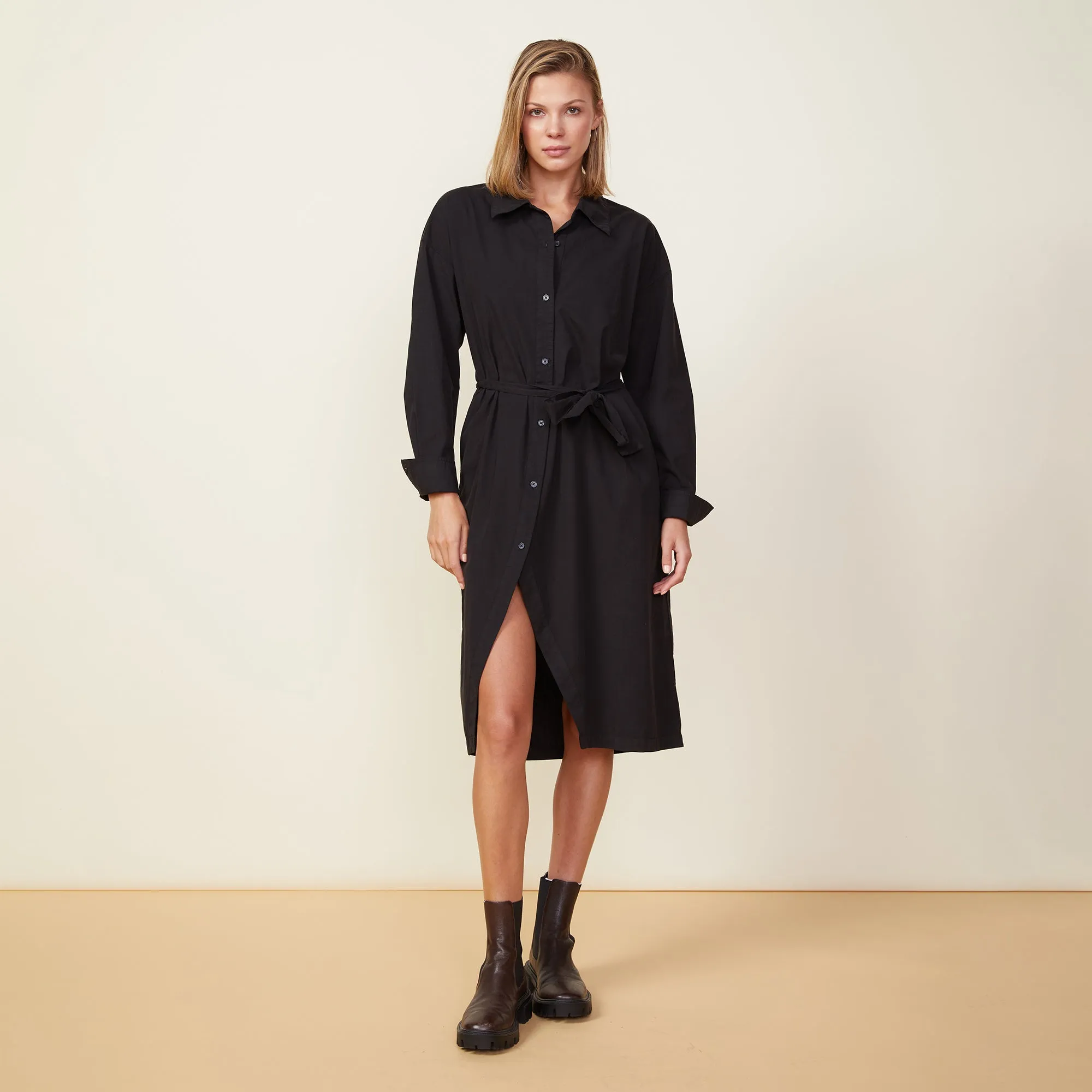 Asymmetrical Poplin Tie Shirt Dress sold by Monrow product image thumbnail 3