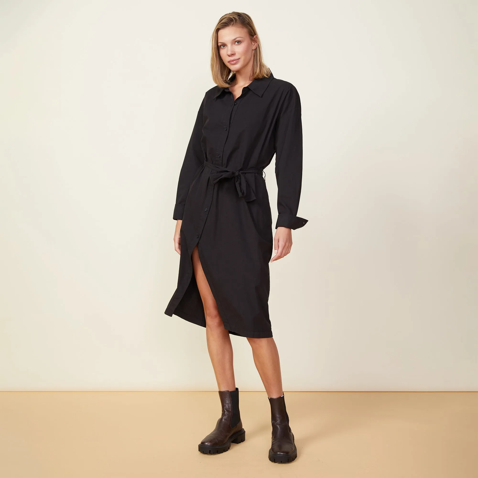 Asymmetrical Poplin Tie Shirt Dress sold by Monrow product image thumbnail 2